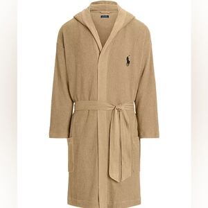 Mens Polo by Ralph Lauren Tan Waffle Hooded Robe